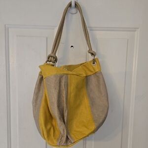 Uniqie Maurizio Taiuti Yellow and Tan Shoulder Bag